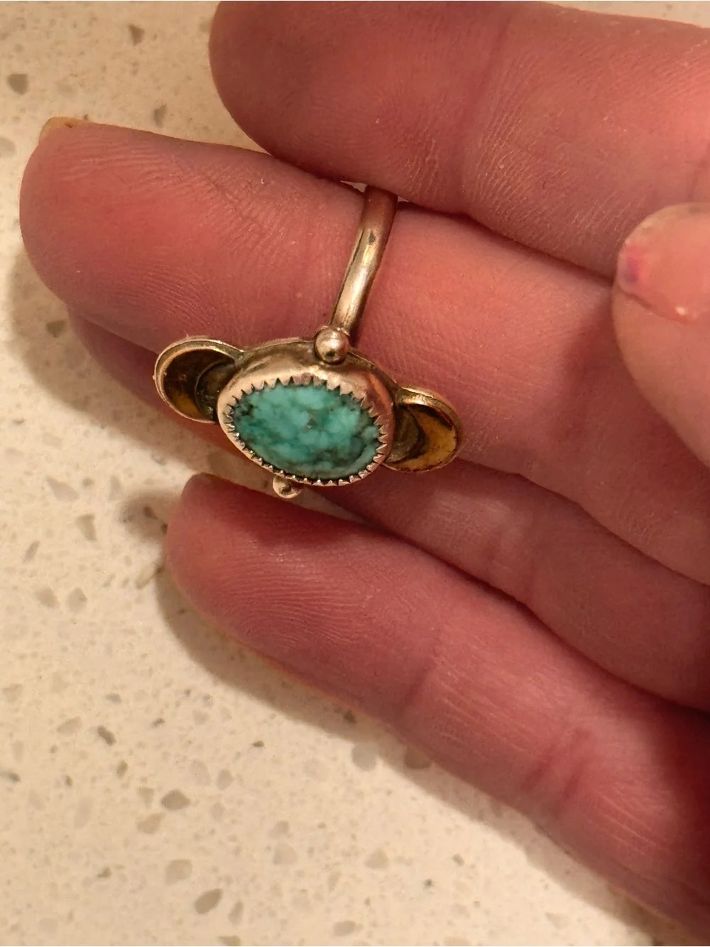 Vintage 925 Sterling Silver Turquoise Ring Signed Size 7